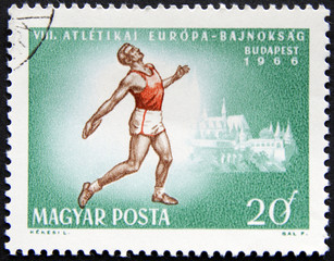 Olympic athlete on a Hungarian stamp