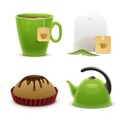 tea vector icon set