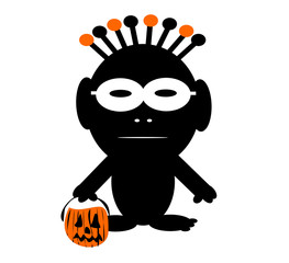 youngster trick ot treating with costume