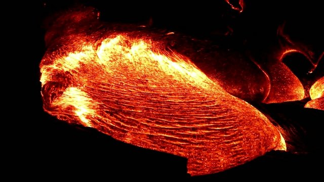 Lava flow at night
