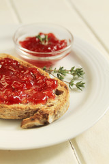 Strawberry jam on toast