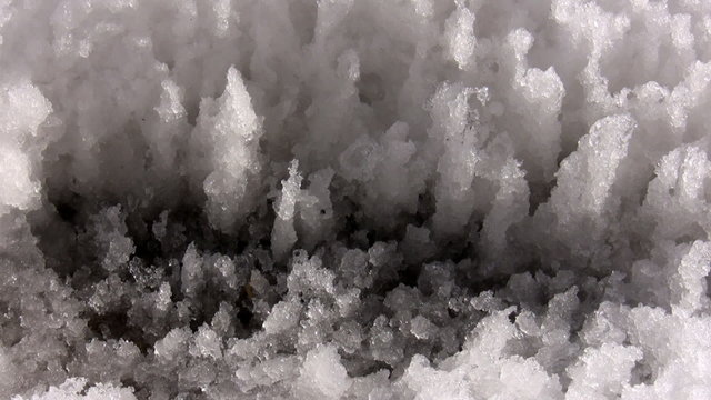 Melting snow - stalagmite alike formation
