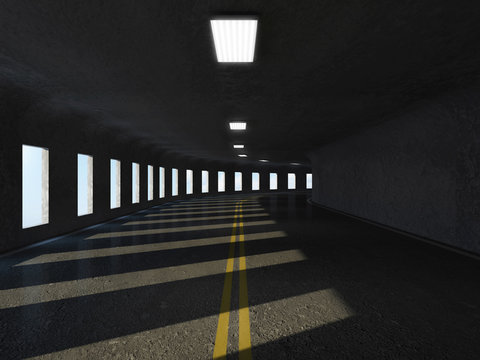 3d Illustration of Urban Highway Road Tunnel