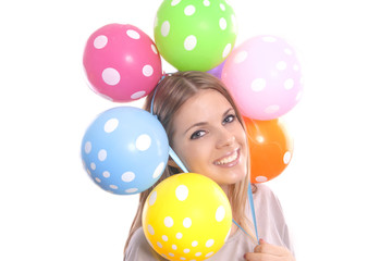 Fototapeta na wymiar beautiful girl with balloons