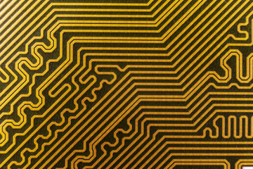 yellow computer circuit board close-up