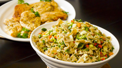 Pasta Salad and Chicken