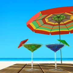 Fototapeta na wymiar 3d render of Fruit cocktail on a beach
