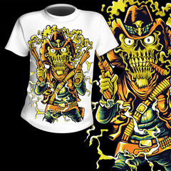 T-Shirt Print Western Skull