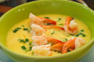 Steam egg with shrimp