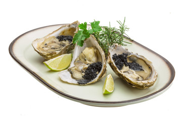 Oysters with black cavair