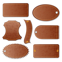 vector illustration of blank leather textured label