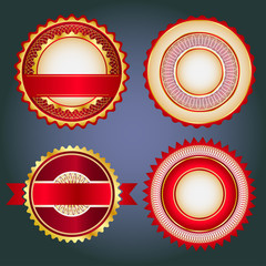 Set of sale badges, labels and stickers in red without text