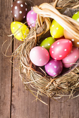 Easter eggs in basket