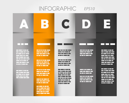 orange column infographic with letters