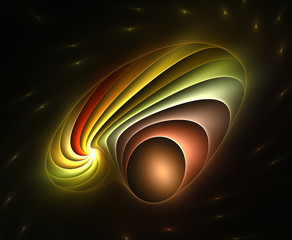 Abstract color image on a black background. Curves and ornaments
