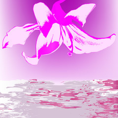 Vector abstract beautiful lily on a water background. Perfume