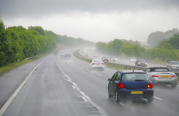 afternoon shower on a highway