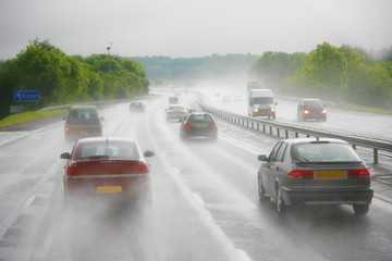 afternoon shower on a highway