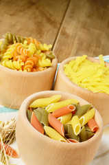 Raw tricolor pasta set