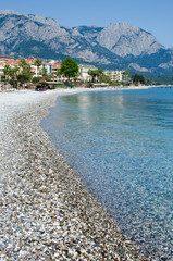 Kemer central beach. Mediterranean coast of Turkey.  Antalya