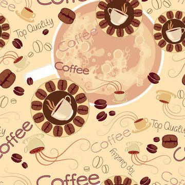 seamless pattern of coffee logos