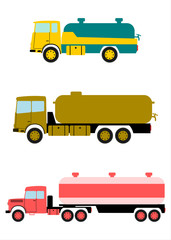 Zestaw cystern na podwoziach starych ciężarówek. - obrazy, fototapety, plakaty