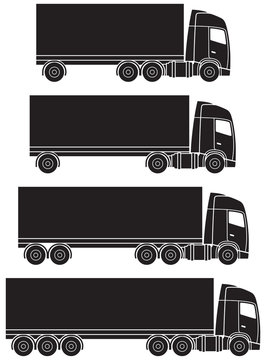 Truck or lorry transport silhouettes