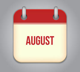 Vector calendar app icon. August