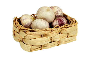 Garlic bulbs in basket