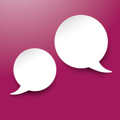 Two White Communication Speech Bubble Purple Labels