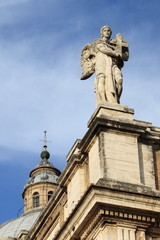 Fototapeta na wymiar Angel statue in St. Mary of Angels Basilica in Assisi, Italy