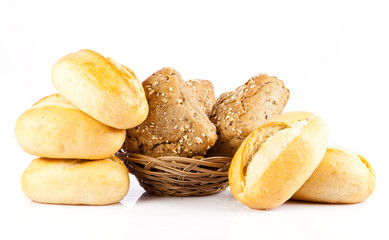Bread on a white background. delicious buns  isolated on white