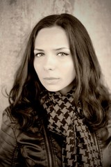 beauty posing over urban background