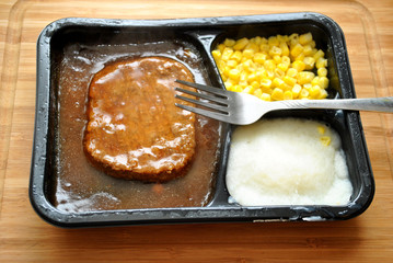 Salisbury Steak TV Dinner with a Fork