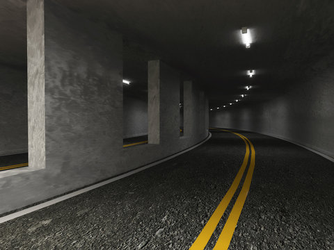 3d Illustration of Urban Highway Road Tunnel