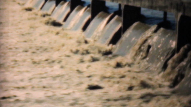 Flood Waters Pour Through Spillway -1948 Vintage 8mm
