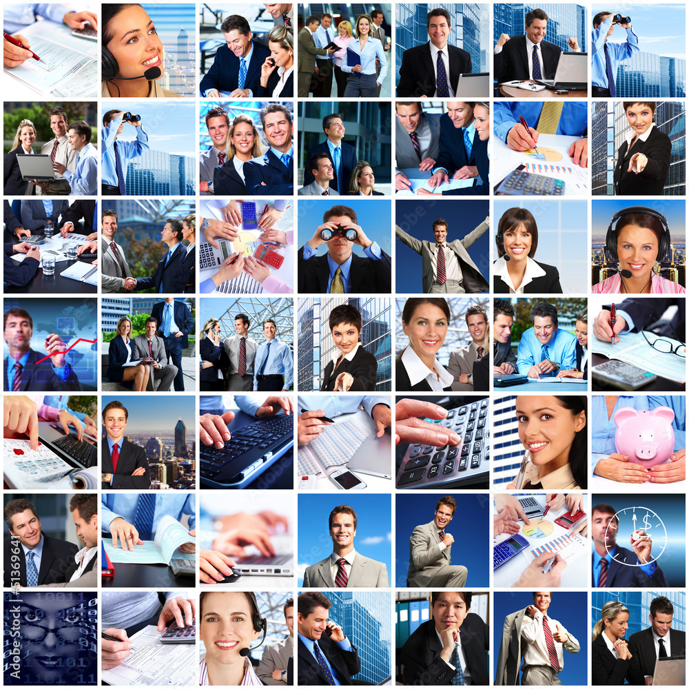 Wall mural business people team collage.