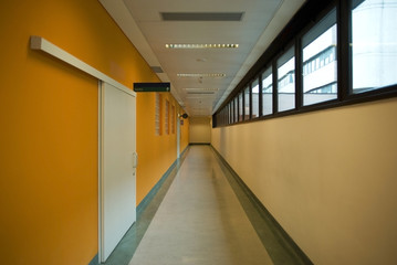 The long hospital empty corridor
