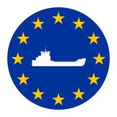 Bateau cargo dans un drapeau européen