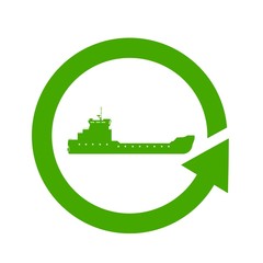 Bateau cargo dans un symbole recyclage