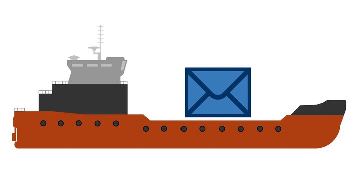 Livraison de courrier par bateau cargo