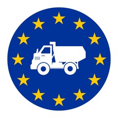 Camion benne dans un drapeau europ&eacute;en