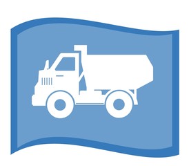 Camion benne dans un drapeau