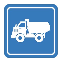 Camion benne dans un panneau