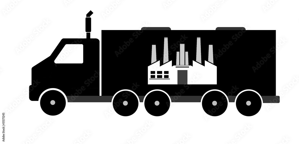 Aufkleber usine dans un camion poids lourd