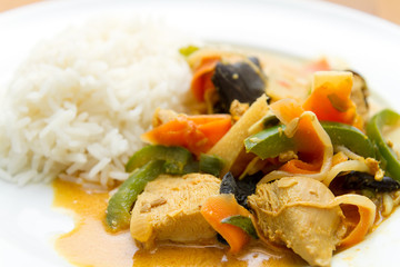 Chicken with vegetables and rice