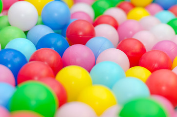 A lot of coloured plastic balls in playroom