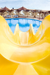 water park, top water slide, Closeup