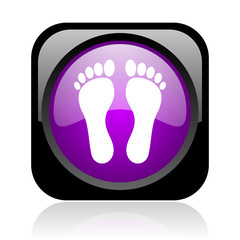 footprint black and violet square web glossy icon