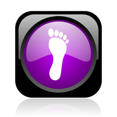 footprint black and violet square web glossy icon